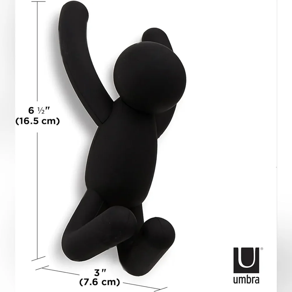Climbing people wall hooks. Set of 3. Black.